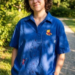 - Disney Pooh @ Disney button down blue shirt